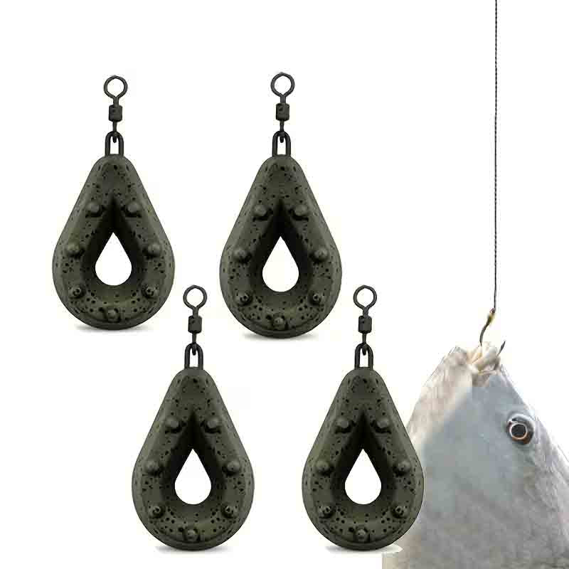Fishing Lead Weights - Teardrop Shape with Coated Surface, Hollow Carp Weights for Slow Release Bait, Fits Any Clip, Valentine'S Day Fishing Accessories, Mixed Colors, Durable & Lightweight Design for Freshwater & Saltwater Fishing, Fishing Weights