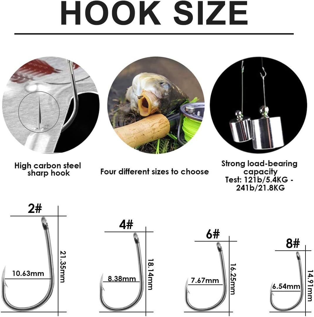 24PCS-Carp-Fishing-Hair-Rigs,Carp Fishing Gear with Wide Gape Hook,Zig Rigs Carp Fishing Kit with Carp Accessories