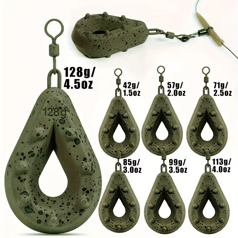 Fishing Lead Weights - Teardrop Shape with Coated Surface, Hollow Carp Weights for Slow Release Bait, Fits Any Clip, Valentine'S Day Fishing Accessories, Mixed Colors, Durable & Lightweight Design for Freshwater & Saltwater Fishing, Fishing Weights