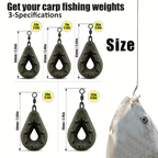 Fishing Lead Weights - Teardrop Shape with Coated Surface, Hollow Carp Weights for Slow Release Bait, Fits Any Clip, Valentine'S Day Fishing Accessories, Mixed Colors, Durable & Lightweight Design for Freshwater & Saltwater Fishing, Fishing Weights