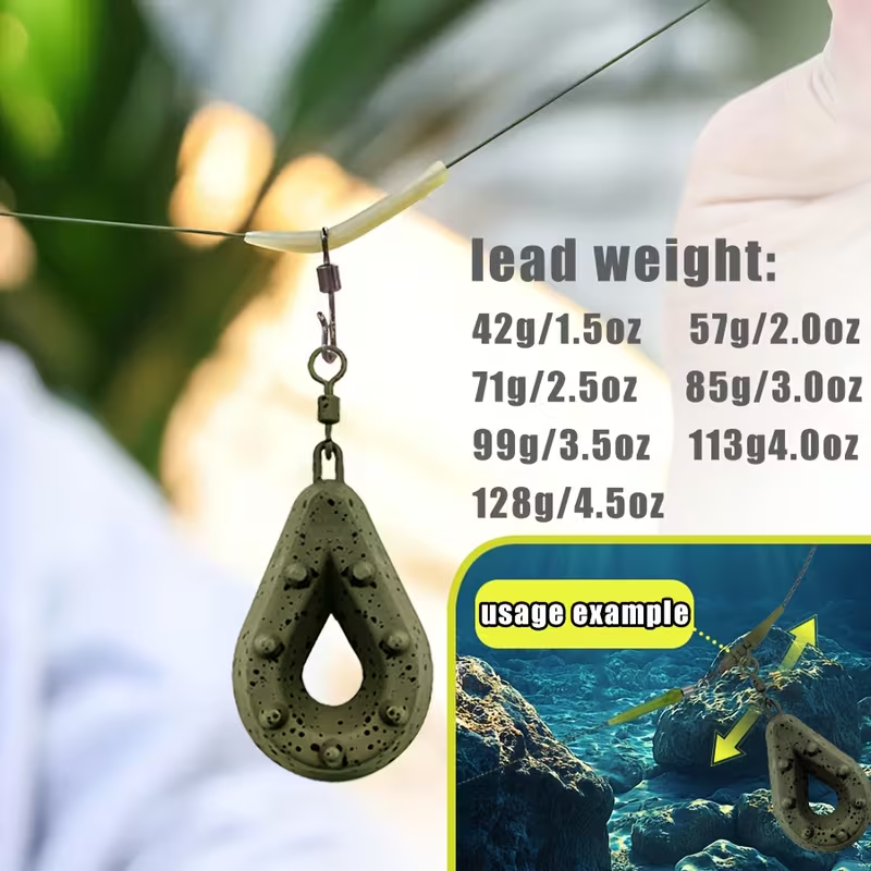 Fishing Lead Weights - Teardrop Shape with Coated Surface, Hollow Carp Weights for Slow Release Bait, Fits Any Clip, Valentine'S Day Fishing Accessories, Mixed Colors, Durable & Lightweight Design for Freshwater & Saltwater Fishing, Fishing Weights