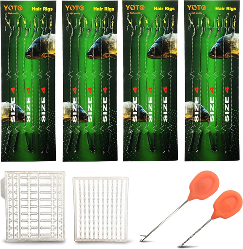 24PCS-Carp-Fishing-Hair-Rigs,Carp Fishing Gear with Wide Gape Hook,Zig Rigs Carp Fishing Kit with Carp Accessories