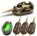 Carp Fishing Method Feeders Set - Inline Baiting Tool & Groundbait Sinker Cages with Easy-Press Compactor | Professional Carp Fishing Equipment for Coarse Fishing & Efficient Baiting