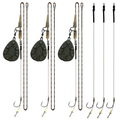 Carp Fishing Pre-Tied Hair Rig Set, Leadcore Leader with 4pcs Hair Rig And Fishing Sinker 56G/71G/85G/99G/113G/128G 1