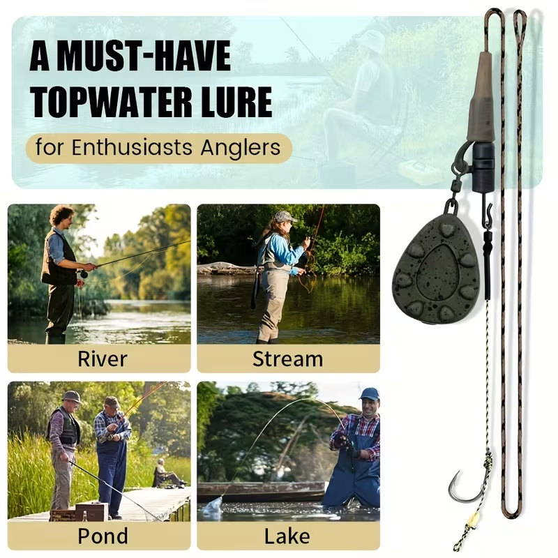 Carp Fishing Pre-Tied Hair Rig Set, Leadcore Leader with 4pcs Hair Rig And Fishing Sinker 56G/71G/85G/99G/113G/128G 3