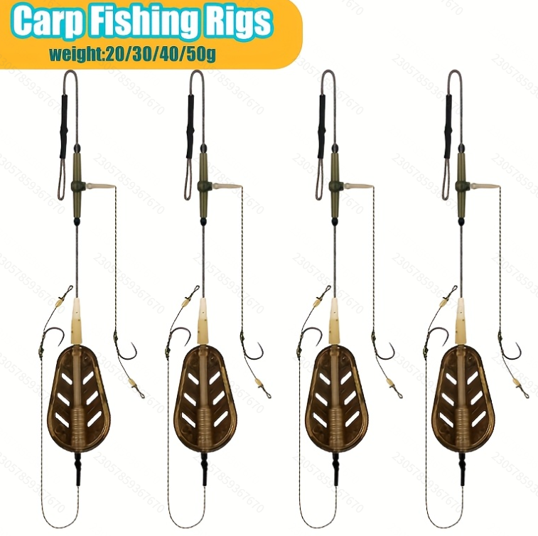 Carp Feeder Rig - Flat Zinc Alloy Double Hook
